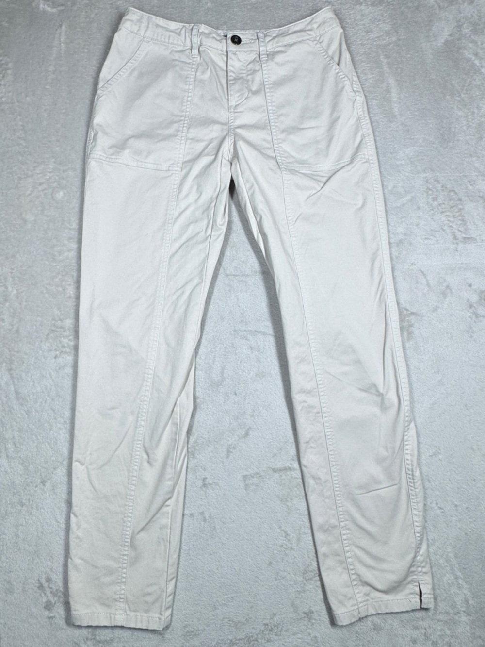 Garnet Hill Organic Cotton Blend Cream Slim Ankle Length Pants Size XS